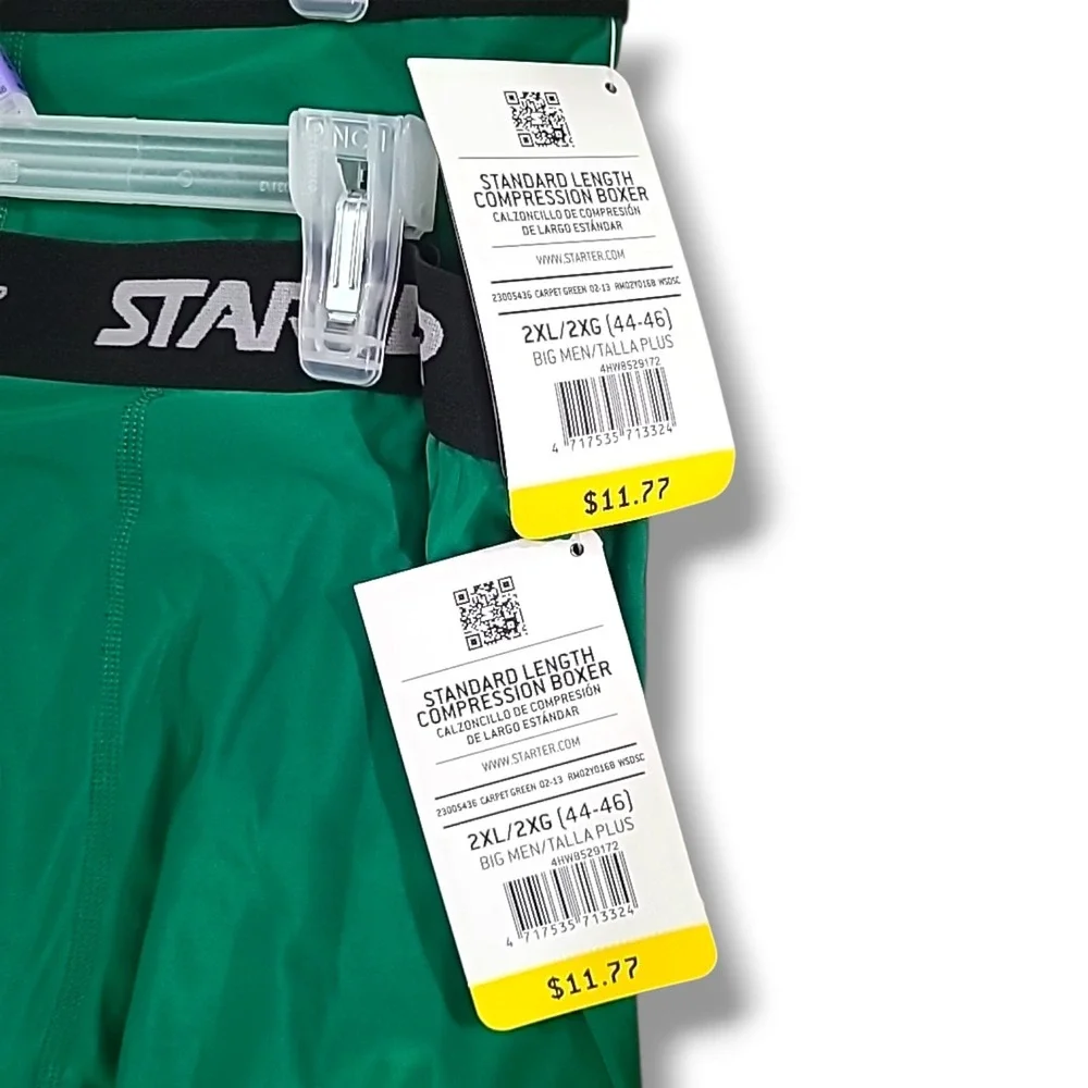 2 Pairs Starter Standard Length Compression Boxer Brief 2XL Big & Tall Green